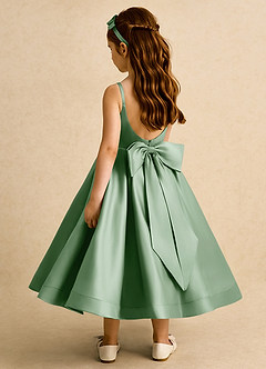 Azazie Babs Flower Girl Dresses Matcha Ball-Gown Pleated Matte Satin Dress image1