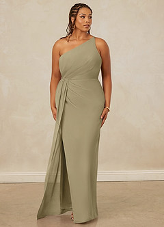 Christian Siriano Bridal for Azazie 1003 Bridesmaid Dresses Moss Green Sheath One Shoulder Chiffon Dress image10