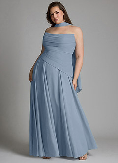 Azazie Gabriela Bridesmaid Dresses Dusty Blue A-Line Corset Chiffon Dress image13