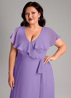 Azazie Lainey Bridesmaid Dresses Tahiti A-Line with Pockets Chiffon Dress image13