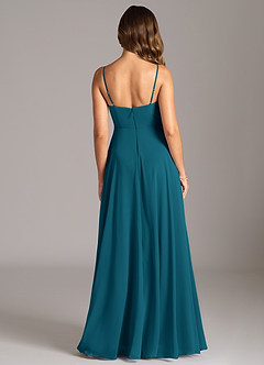 Azazie Amani Bridesmaid Dresses Ink Blue A-Line Pleated Chiffon Dress image2