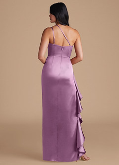 Azazie Latrice Bridesmaid Dresses Wisteria Sheath One Shoulder Metallic Satin Dress image5