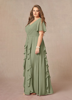 Azazie Watson Abiti per la Madre della Sposa Abito A-Line in Chiffon con Scollo a V Pistacchio image8
