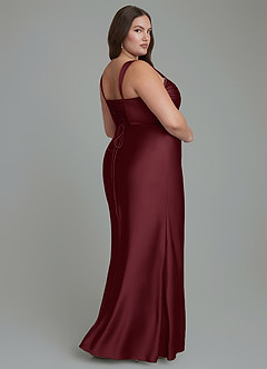 Azazie Agustina Abiti da Damigella Abito Sirena in Raso Elasticizzato Corsetto Cabernet image8