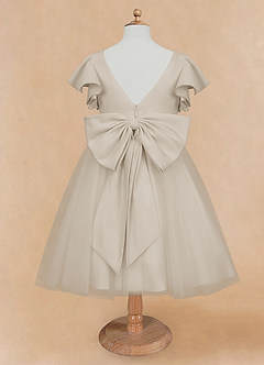 Azazie Kaeya Flower Girl Dresses Frost A-Line Bow Tulle Dress image6