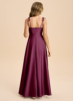 Azazie Popsy Junior Mulberry A-Line Bow Stretch Satin Dress image2