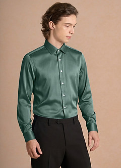 front Julian Eucalipto Camicia in raso elasticizzato