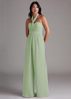 Azazie Lamara Bridesmaid Dresses Dusty Sage Off the Shoulder Chiffon Convertible Jumpsuit image8