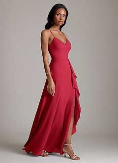 Azazie Naeem Bridesmaid Dresses Scarlet A-Line V-Neck Ruffle Chiffon Dress image4