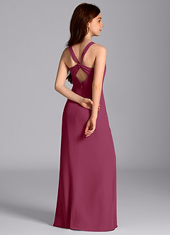 Azazie Mero Junior Mulberry Mermaid Pleated Chiffon Dress image2