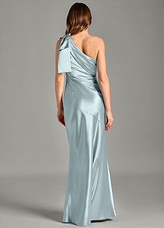 Azazie Yuanna Brautjungfernkleider Meerjungfrau-Linie One-Shoulder Metallischer Satin Kleid Nebel image6