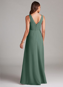 Azazie Nelly Bridesmaid Dresses Sea Moss A-Line Pleated Chiffon Dress image5