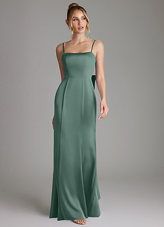 Azazie Zherra Bridesmaid Dresses Eucalyptus Mermaid Bow Stretch Satin Dress image4