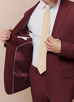 front Savile Burgundy Wool Blend Suit Jacket