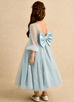 Azazie Trudy Flower Girl Dresses Mist Ball-Gown Sweetheart Neckline Tulle Dress image7