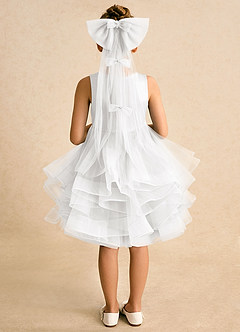 Azazie Tinie Robe Demoiselle D'honneur Fillette Robe Princesse en Tulle Arc Blanc image6