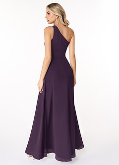 Azazie Dallas Bridesmaid Dresses Plum A-Line One Shoulder Chiffon Dress image2