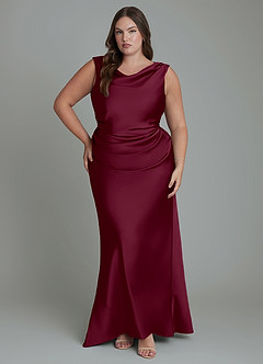 Azazie Kieryn Brautjungfernkleider Meerjungfrau-Linie Plissee Stretch-Satin Kleid Maulbeerrot image7