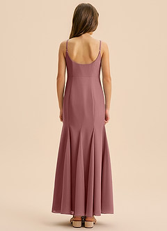 Azazie Evey Junior Abito Sirena in Chiffon Plissettato Rosa Del Deserto image2