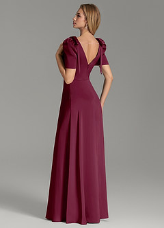 Azazie Asher Bridesmaid Dresses Mulberry A-Line with Pockets Stretch Satin Dress image2