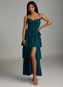 Azazie Kaiden Bridesmaid Dresses Pine A-Line Sweetheart Neckline Chiffon Dress image1