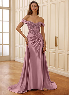 Rowane Dusty Pink Corset Rhinestone Sheer Lace Prom Dress image7