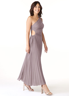 Azazie Kirra Bridesmaid Dresses Dusk A-Line One Shoulder Chiffon Dress image3