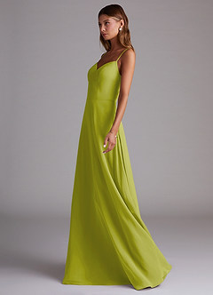 Azazie Marley Bridesmaid Dresses Lemongrass A-Line Off the Shoulder Chiffon Convertible Dress image6