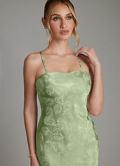 Azazie Viv Bridesmaid Dresses Sage Green Jacquard Sheath Strapless Jacquard Dress image5