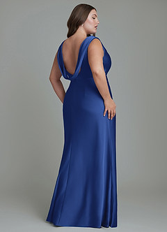 Azazie Kieryn Bridesmaid Dresses Royal Blue Mermaid Pleated Stretch Satin Dress image8