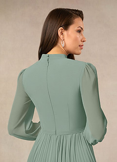 Azazie Adellah Mother of the Bride Dresses Silver Sage A-Line Pleated Chiffon Dress image4