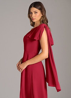 Azazie Tella Bridesmaid Dresses Scarlet A-Line One Shoulder Chiffon Dress image8
