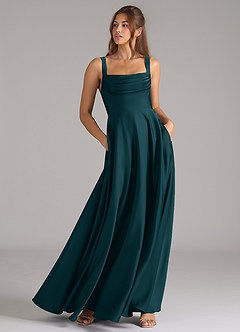 Azazie Shaude Brautjungfernkleider A-Linie Plissee Stretch-Satin Kleid Kiefer image3