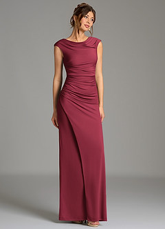 Azazie Chantal Robes de demoiselle d'honneur Robe Sirène en Jersey extensible de qualité supérieure Plissé Bourgogne image3