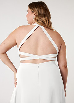 Azazie Clarice Bridesmaid Dresses White A-Line Halter Chiffon Dress image10