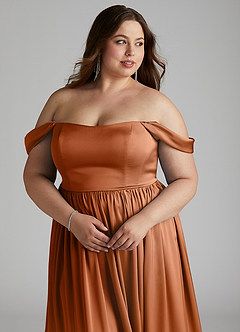 Azazie Morana Final Sale Amethyst A-Line Off the Shoulder Stretch Satin Convertible Dress image17