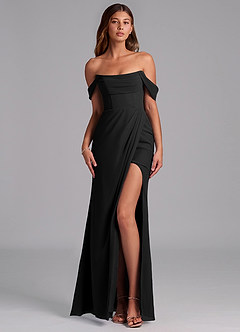 Azazie Johana Jurken voor thuis passen Converteerbaar Jurk van Chiffon met Zeemeermin Off the Shoulder Zwart image1