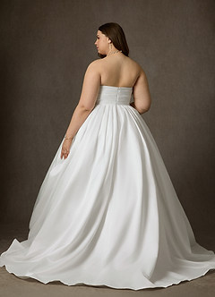 Azazie Celestia Robes de mariée Robe Princesse en Mat Satiné Sans bretelles Blanc De Diamant image10