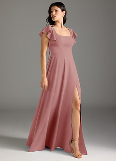 Azazie Bondi Bridesmaid Dresses Dusty Rose A-Line Ruched Stretch Crepe Dress image5