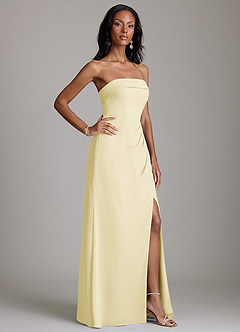 Azazie Aretha Bridesmaid Dresses Lemon Sorbet A-Line Strapless Chiffon Dress image5