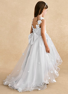 Azazie Celia Flower Girl Dresses White A-Line Lace Tulle Dress image5