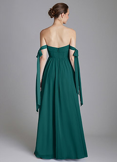 Azazie Ayanna Bridesmaid Dresses Peacock A-Line Off the Shoulder Chiffon Dress image2