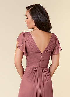Azazie Reneya Mother of the Bride Dresses Desert Rose A-Line Pleated Mesh Dress image6