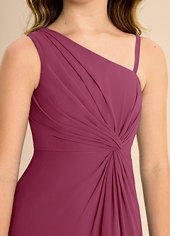 Azazie Brooke Junior Mulberry A-Line Side Slit Chiffon Dress image7