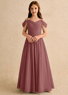 Azazie Chelo Girls Formal Flower Girl Klänningar Klä A-Linje i Chiffong Plisserad image4