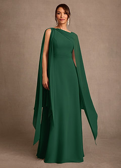 Azazie Liddie Mother of the Bride Dresses Dark Green A-Line Pleated Chiffon Dress image1