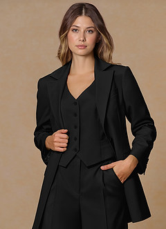 front Rowan Black Refined Weave Performance 3-Piece Suit