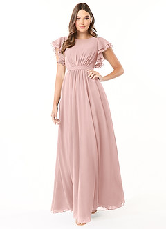 Azazie Daphne Abiti da damigella modesti Abito A-Line Arricciato Chiffon Floor-Length image1