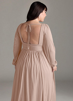 Azazie Norah Brautjungfernkleider A-Linie Lange Ärmel mit V-Ausschnitt Chiffon Kleid Englisches Rosa image13