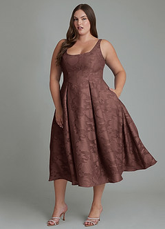 Azazie Amalie Bridesmaid Dresses Espresso A-Line Pleated Floral Burnout Dress image7